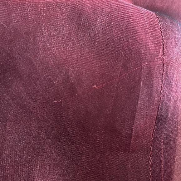 𝅺tiar Los Angeles A-Line Linen & Silk Organza Red Wine Burgundy Midi Skirt M - Picture 10 of 12